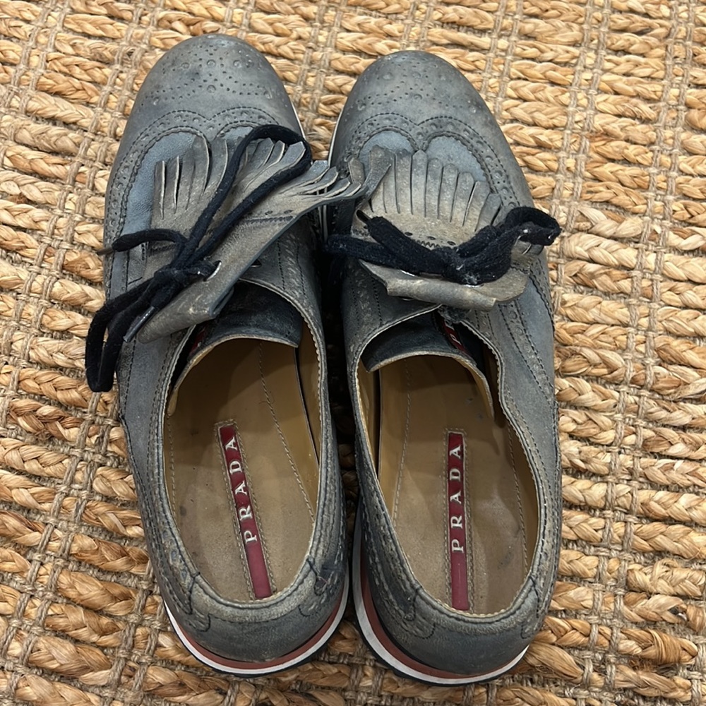 Prada, Vintage Blue, lace up shoes with removable golf tag - Picture 3 of 5